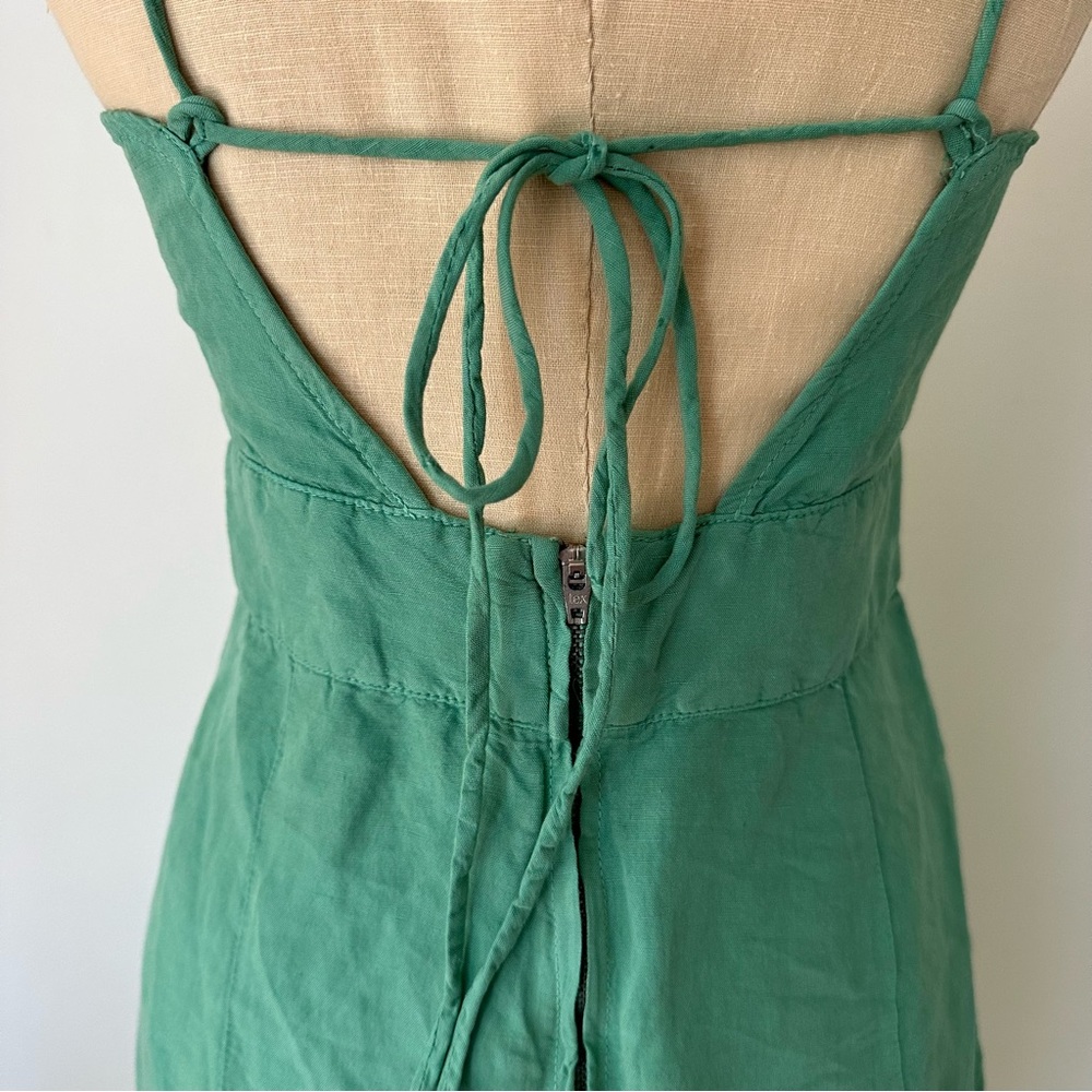 Zara Green Spaghetti Strap Button Split Midi Dress - image 5
